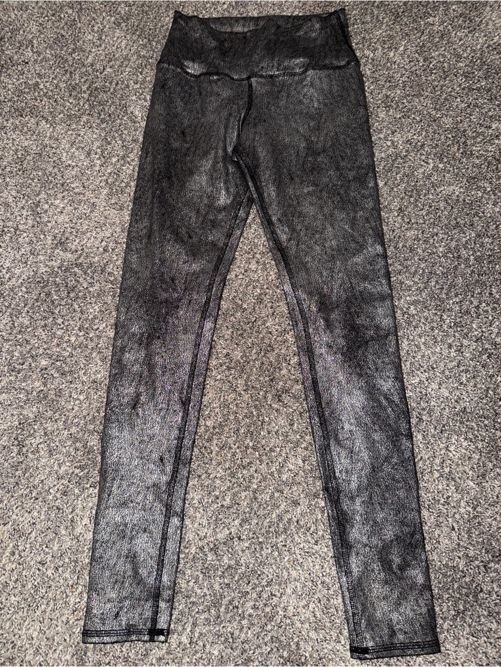 ALO Yoga Airbrush Metallic Silver Leggings size S
